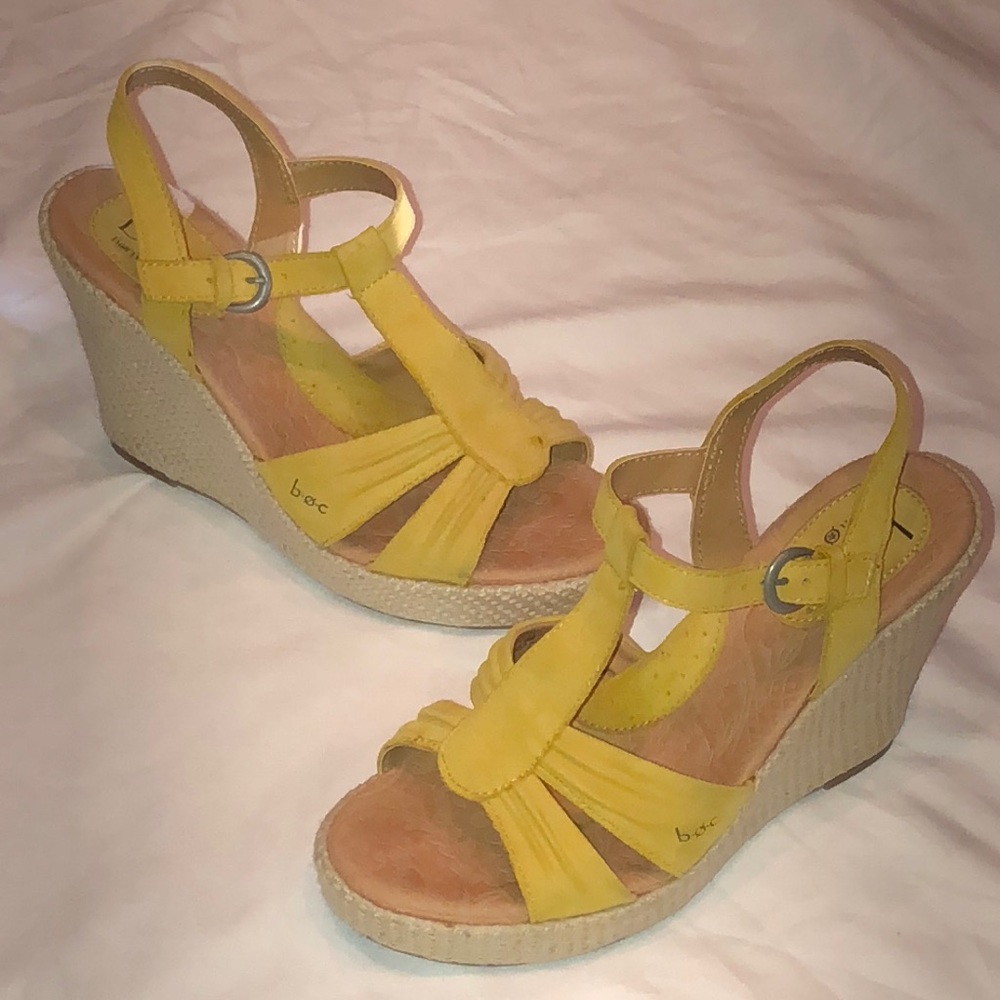 B.O.C Born Concept Yellow Suede Strappy Wedges